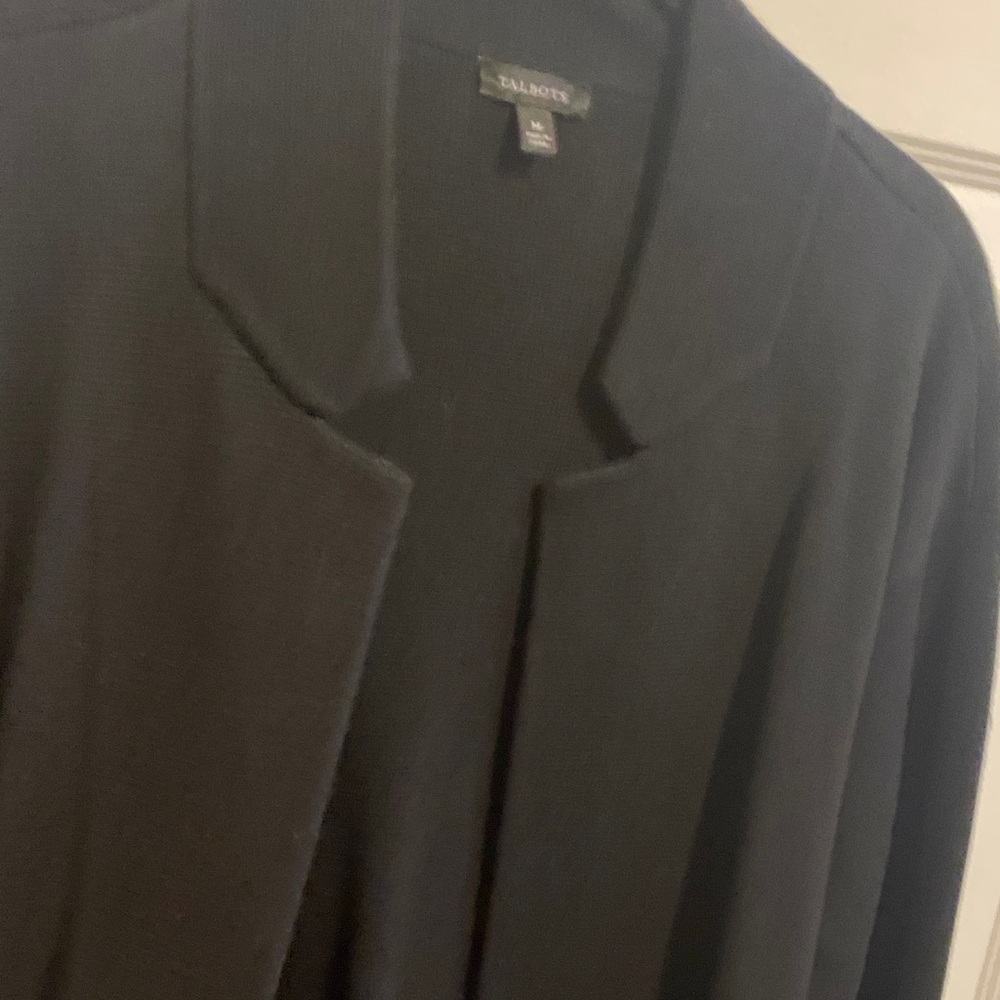 Chic Talbots medium weight black open cardigan jacket